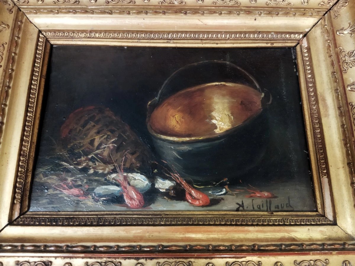 TABLEAUX - Nature morte / Huile sur toile  Alfred Benoît Caillaud (1855-1940)-photo-2