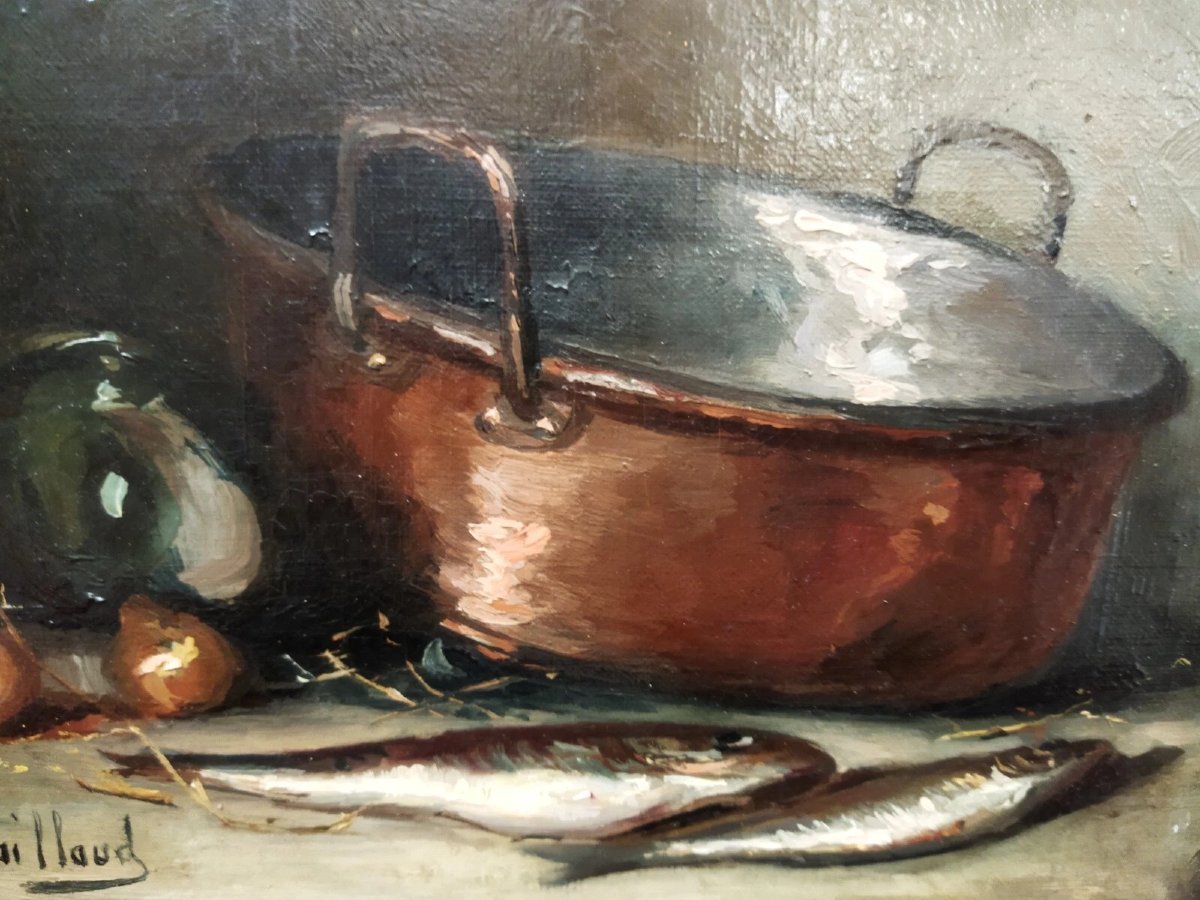 TABLEAUX - Nature morte / Huile sur toile  Alfred Benoît Caillaud (1855-1940)-photo-4
