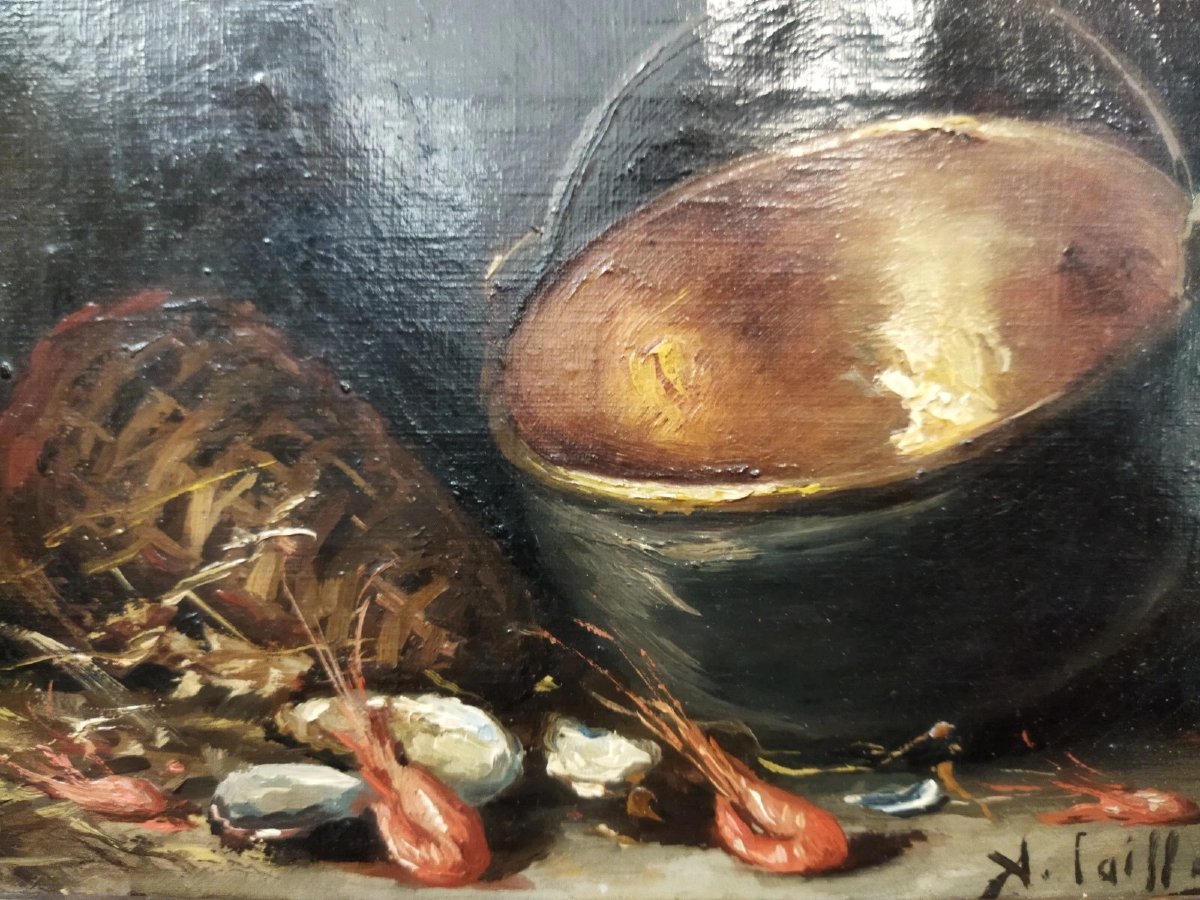 TABLEAUX - Nature morte / Huile sur toile  Alfred Benoît Caillaud (1855-1940)-photo-5