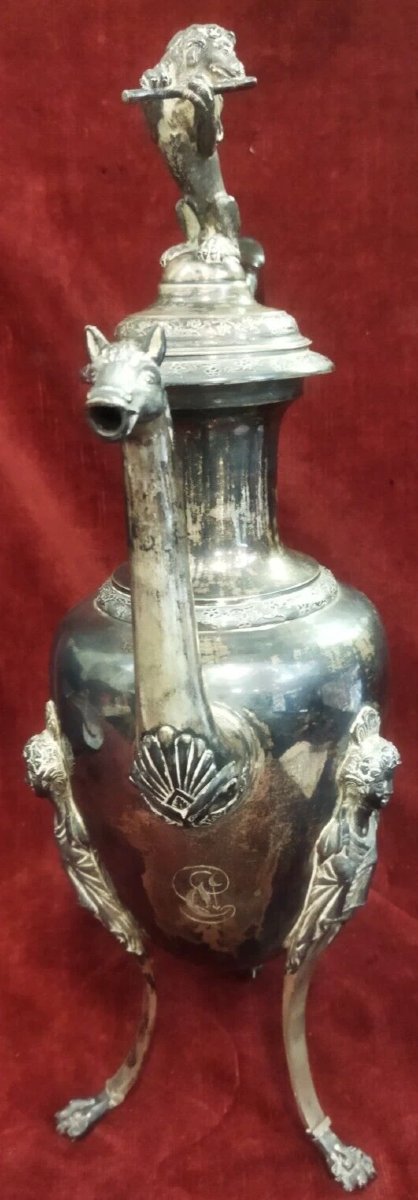 Cafetière en argent à décor de lion Naples, début du XIXe siècle-photo-2
