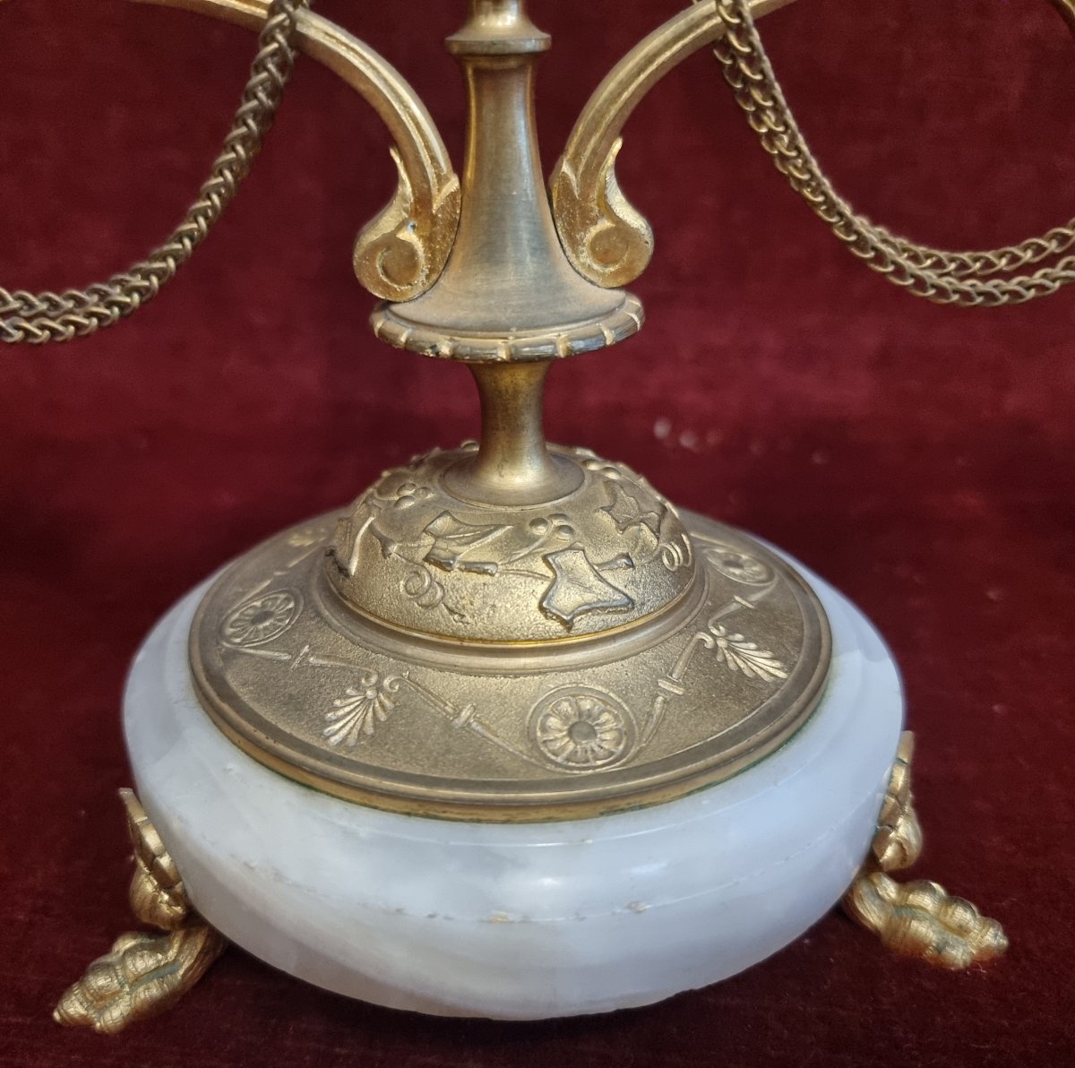 PAIRE DE CANDÉLABRES EN BRONZE DORÉ ET ALBATRE -  XIXe SIÈCLE - NAPOLÉON III-photo-2