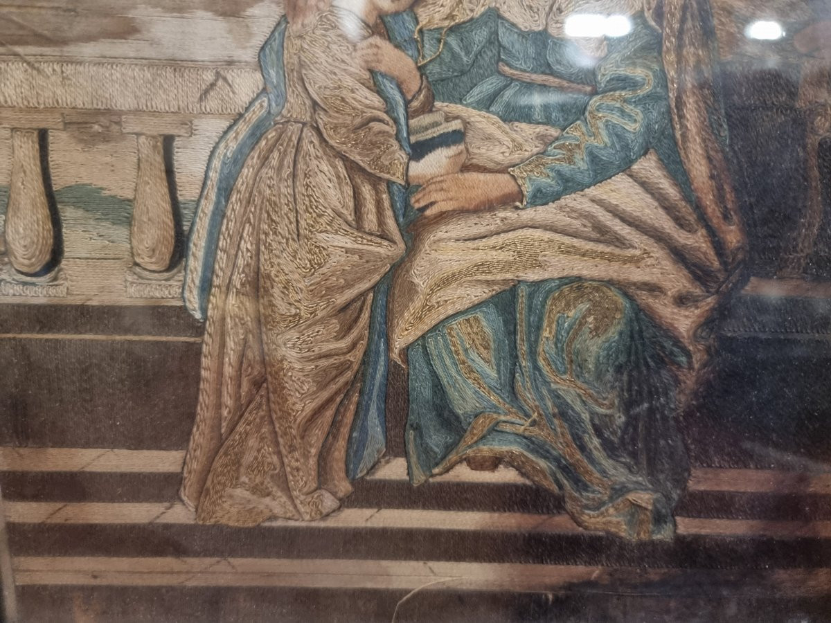 TABLEAU - BRODERIE AU FIL - SECONDE MOITIÉ DU XVIIIe SIÈCLE - SUD DE L'ITALIE-photo-2