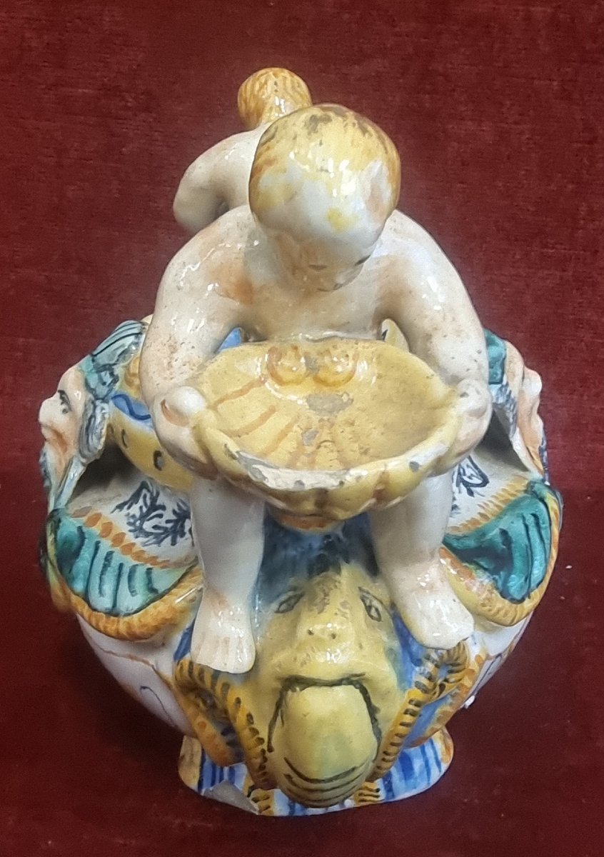 SALIÈRE EN MAIOLICA -  URBINO / ITALIE  - FIN DU XVIIe SIÈCLE-photo-3