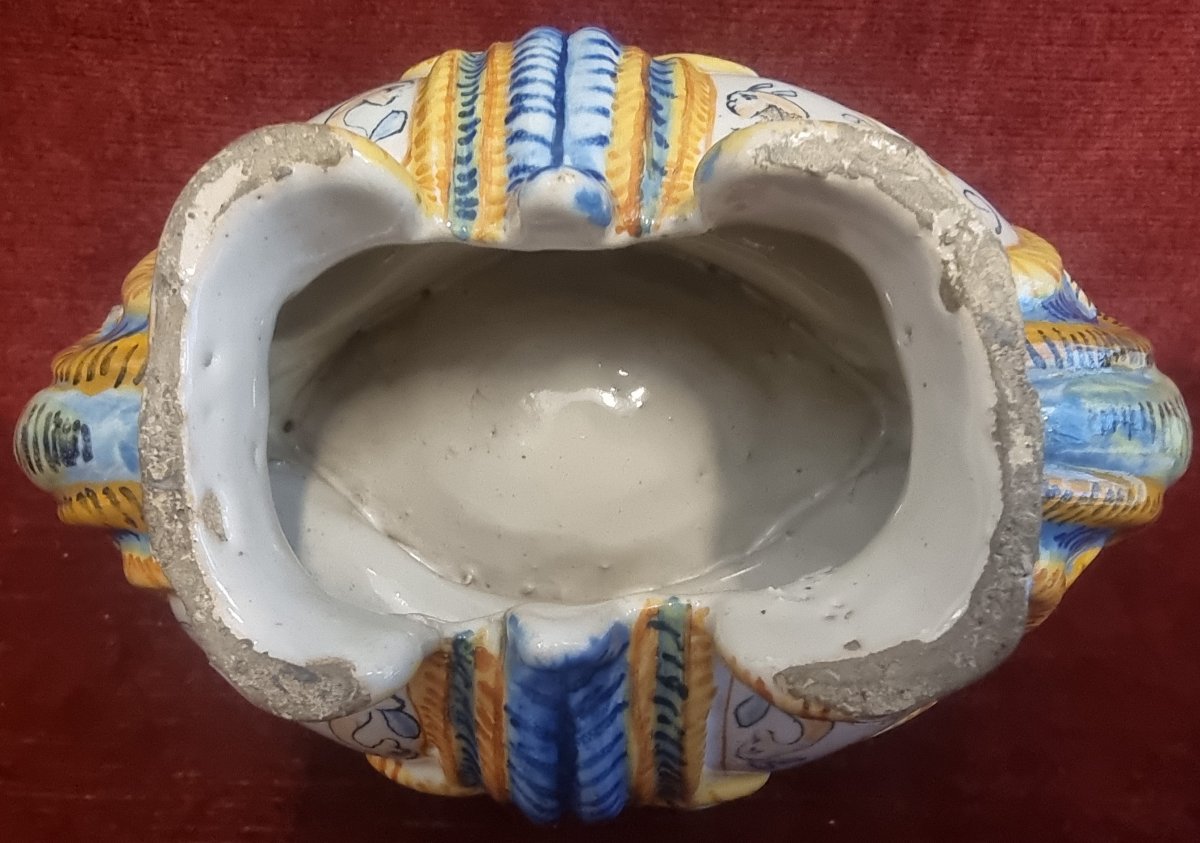 SALIÈRE EN MAIOLICA -  URBINO / ITALIE  - FIN DU XVIIe SIÈCLE-photo-2