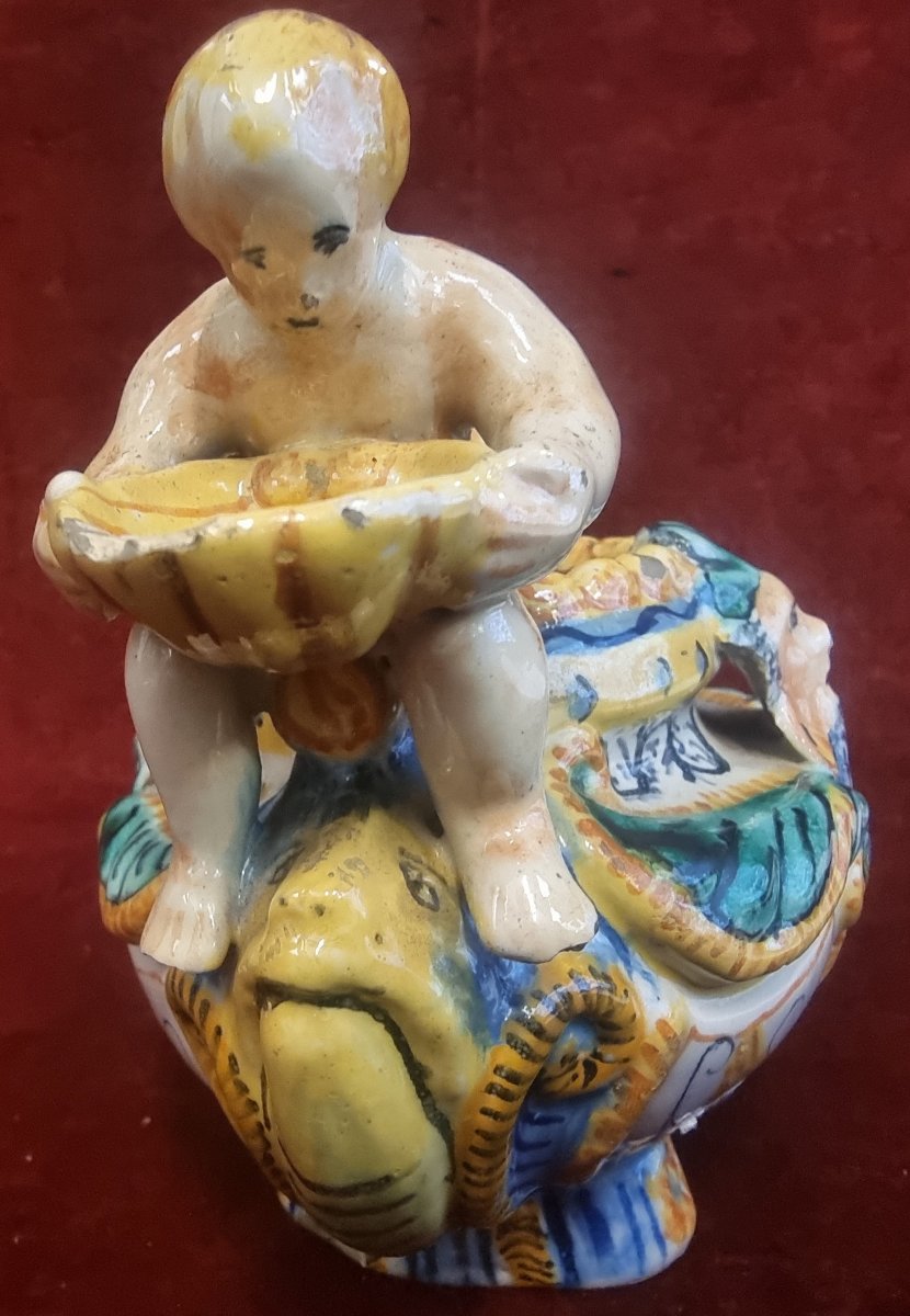 SALIÈRE EN MAIOLICA -  URBINO / ITALIE  - FIN DU XVIIe SIÈCLE-photo-4