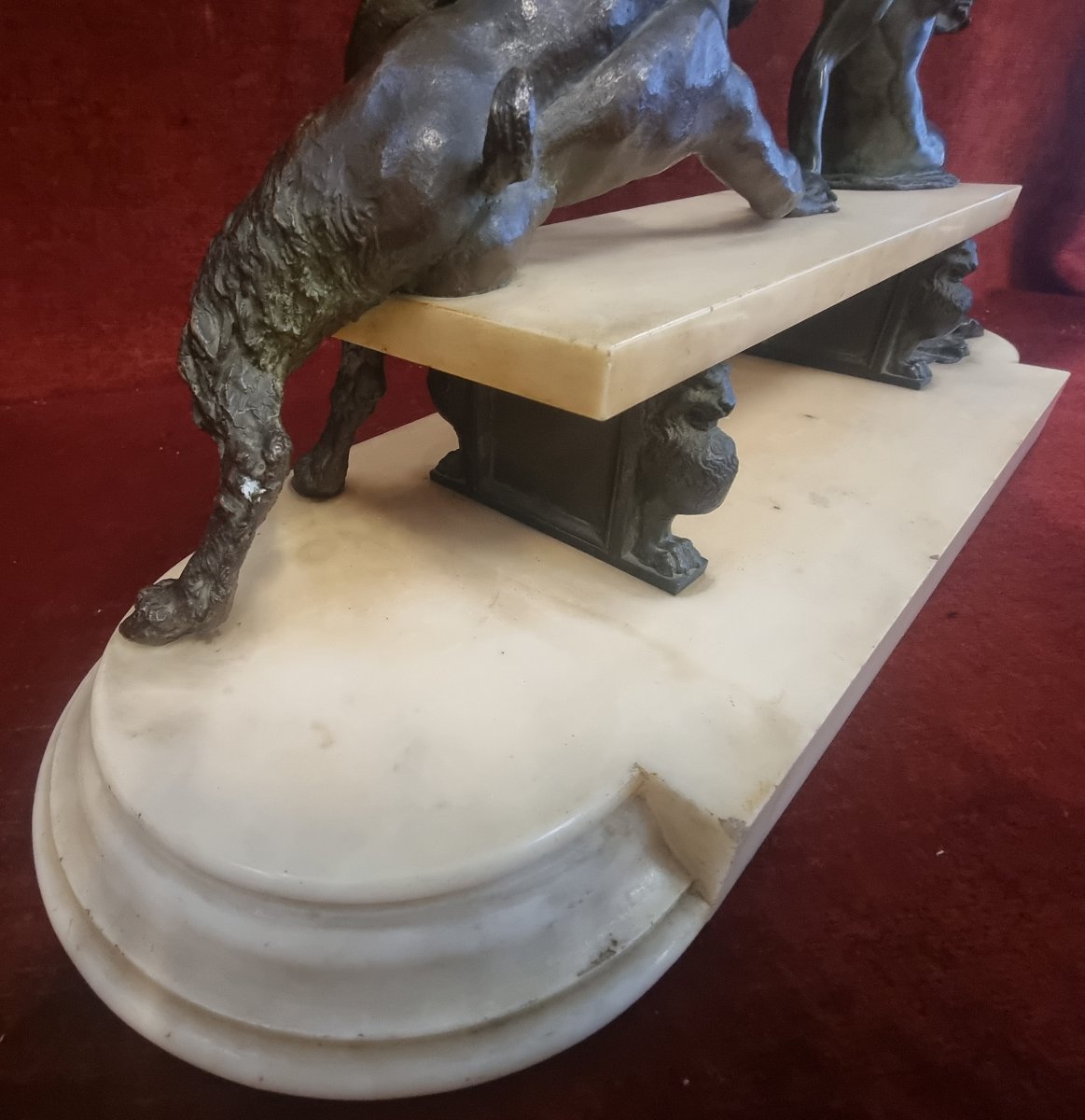  Sculpture en bronze et marbre statuaire - Nymphe et Faune  - Adolfo Apolloni (1855-1923)-photo-4