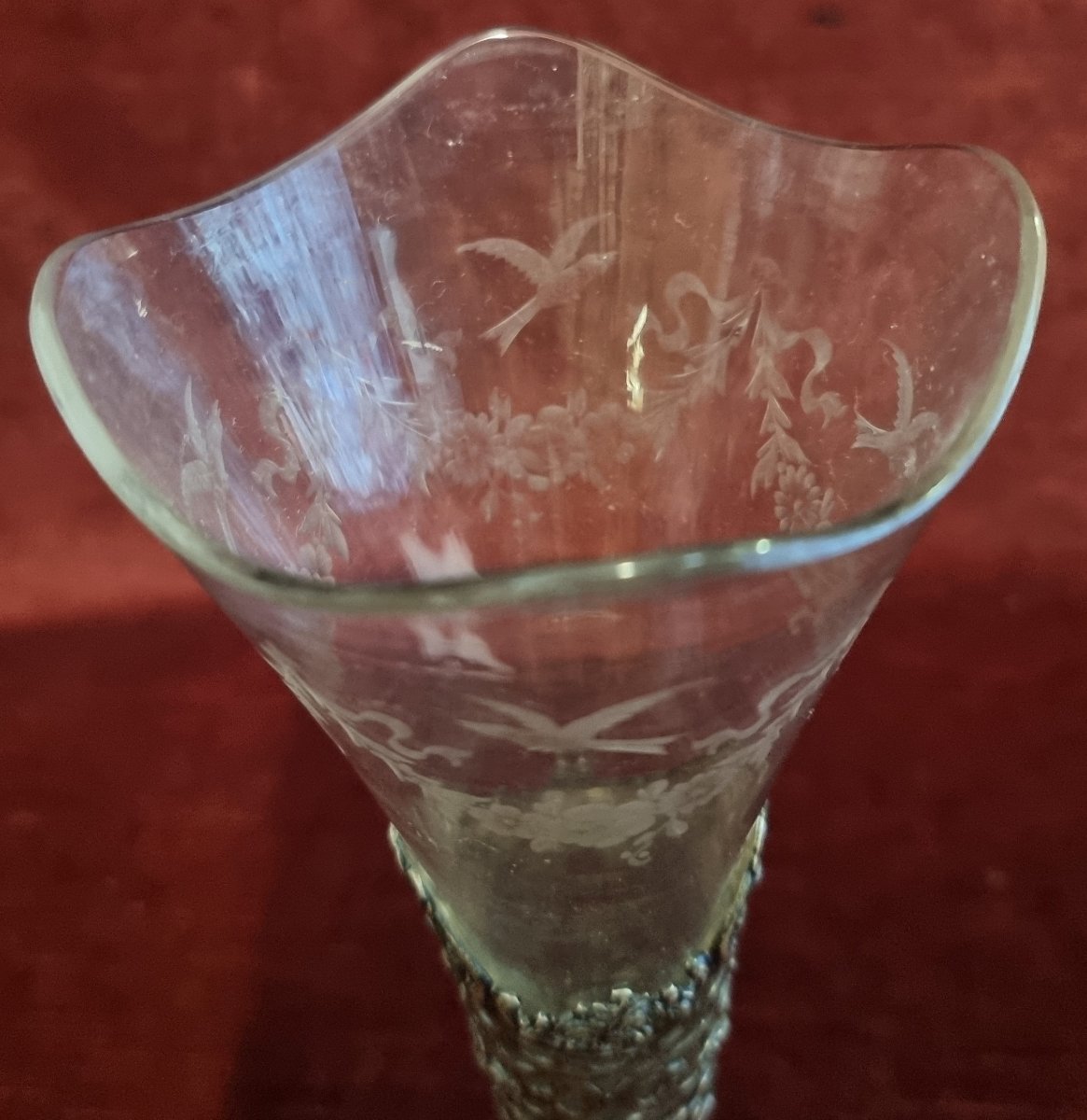 Silver And Engraved Glass Vase - Germany - Early 20th Century-photo-1