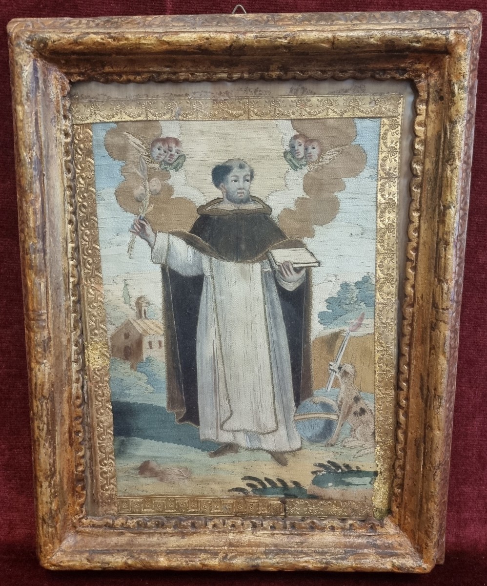 Picture - Thread Embroidery - San Domenico  - Late 18th Century - Made In Southern Italy