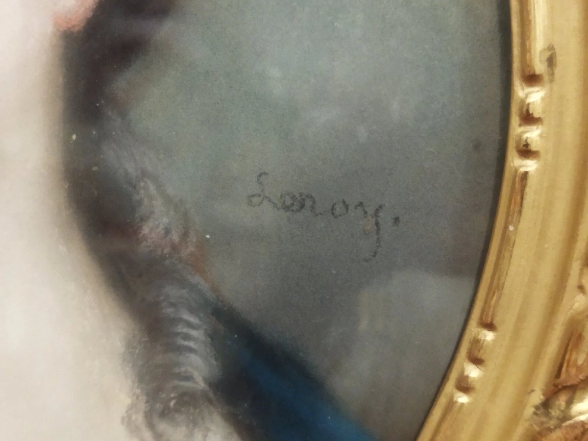 Pair Of Pastel Portraits On Paper - Man / Woman, Late 19th Century, Gold Frames With Bows-photo-3