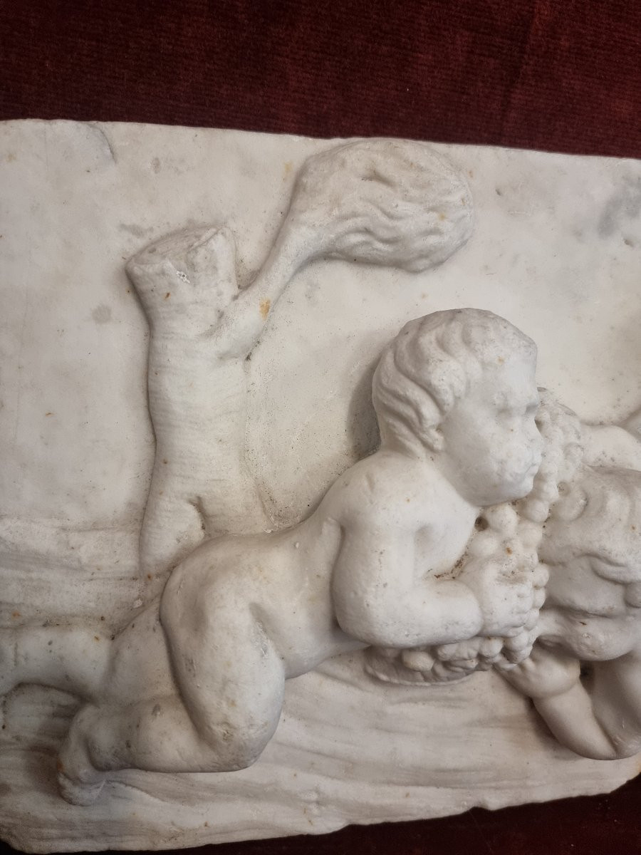 Bas-relief en marbre représentant des putti  - Italie - Première moitié du XIXe siècle-photo-4