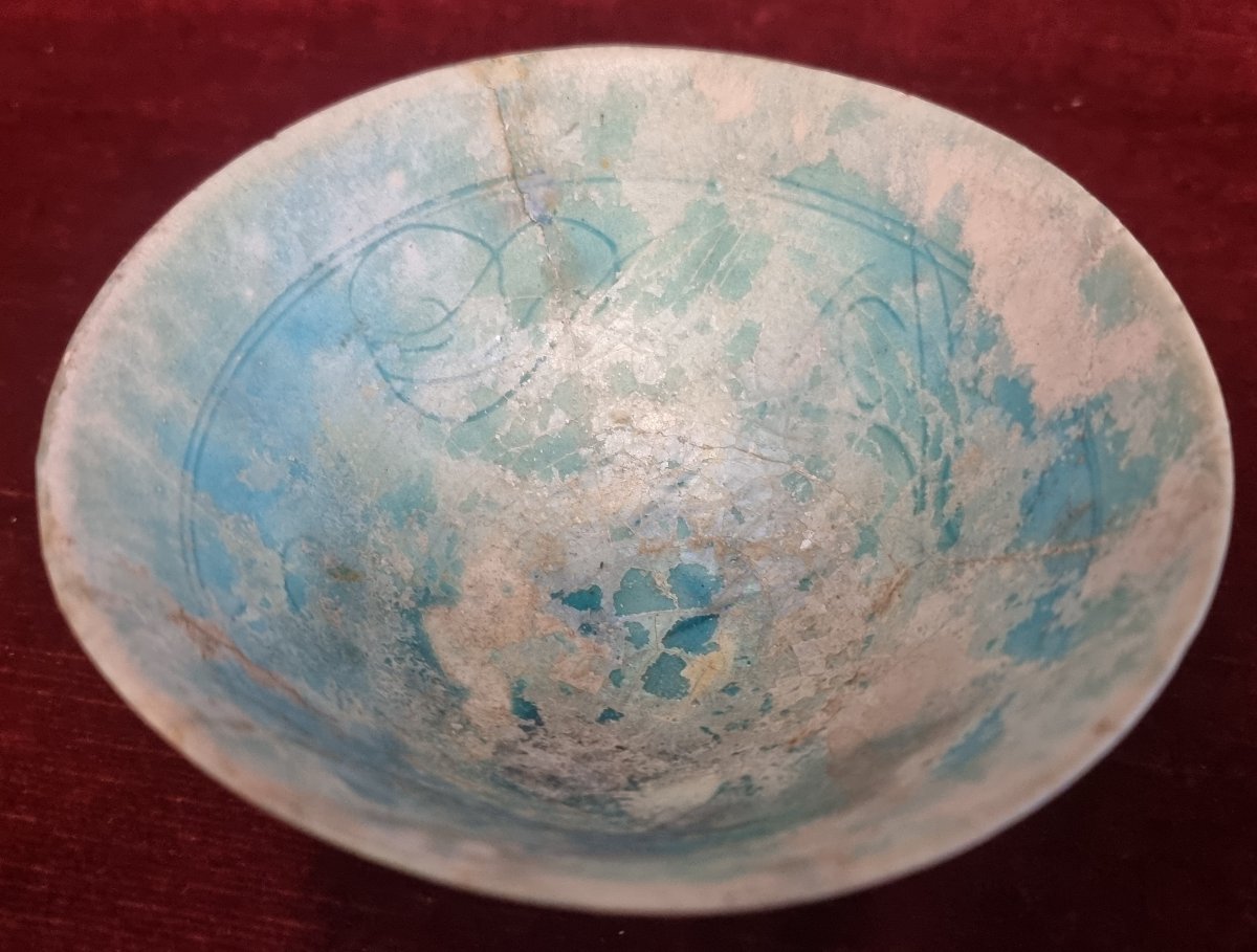Kushan Persian Turquoise Blue Ceramic Bowl  14th Century-photo-2