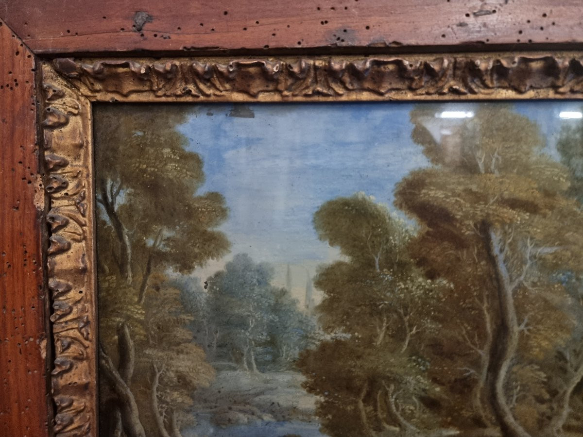 Painting Under Glass - Magdalene With Landscape  - Late 17th Century  - Central Italy -photo-4