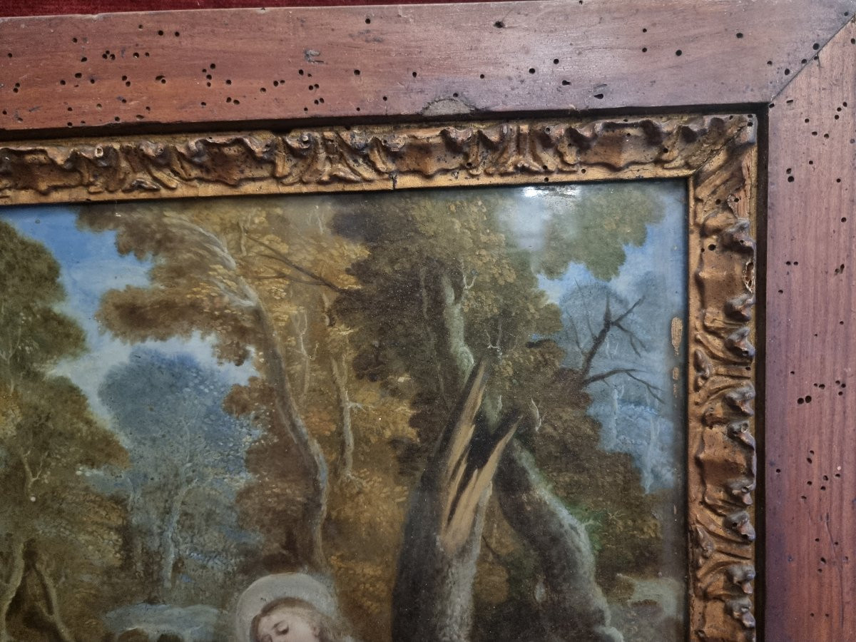Painting Under Glass - Magdalene With Landscape  - Late 17th Century  - Central Italy -photo-1