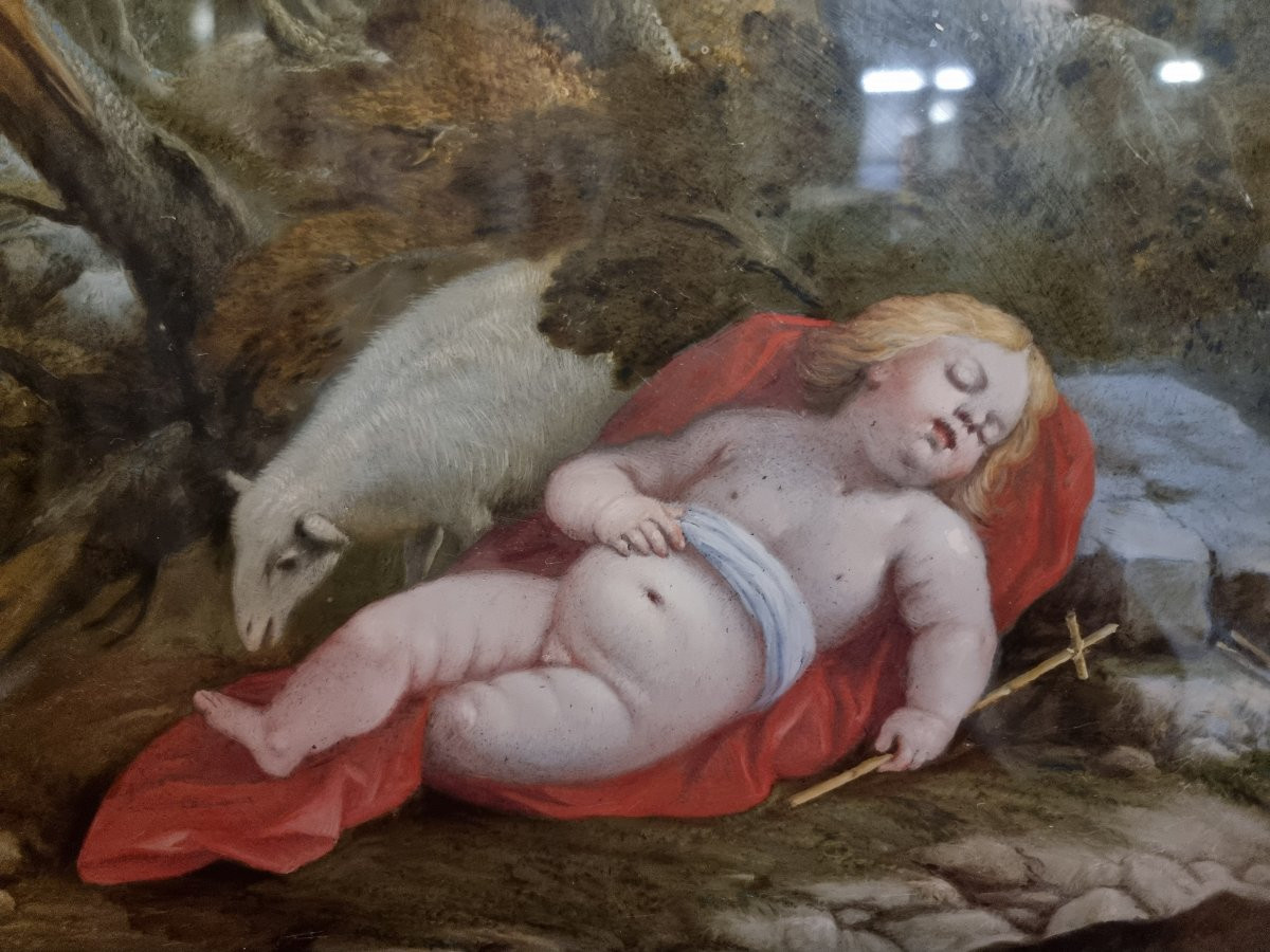 Painting Under Glass - Sleeping Saint Giovannino  - Late 17th Century  - Central Italy-photo-2