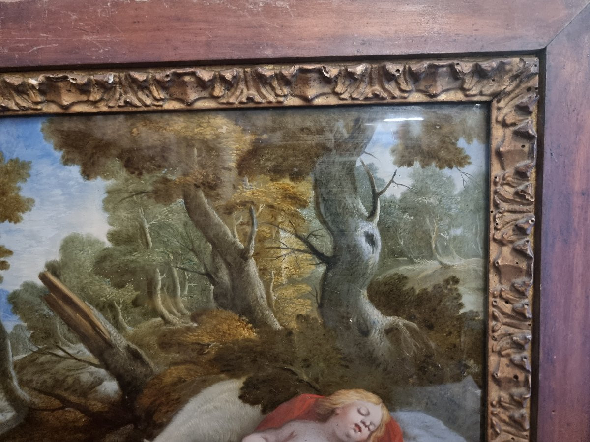 Painting Under Glass - Sleeping Saint Giovannino  - Late 17th Century  - Central Italy-photo-3
