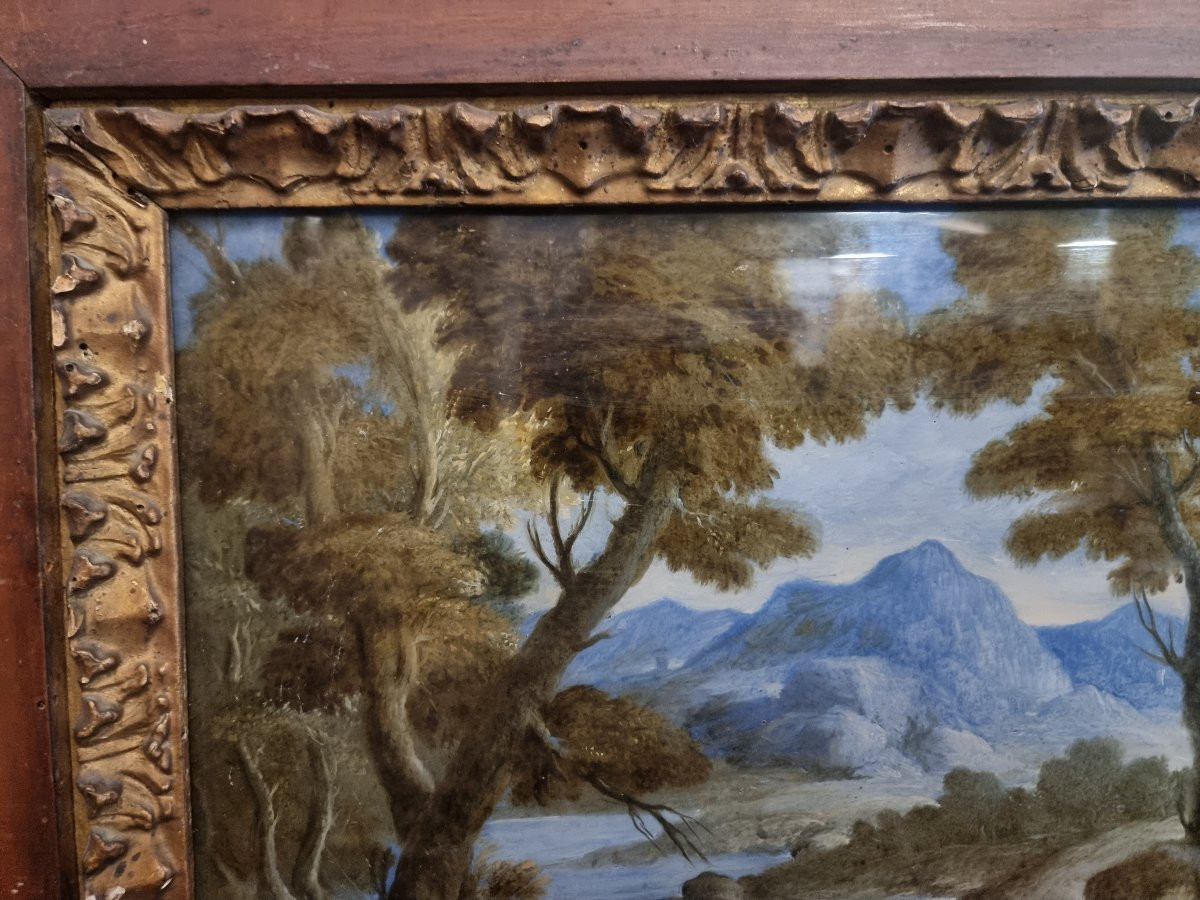 Painting Under Glass - Sleeping Saint Giovannino  - Late 17th Century  - Central Italy-photo-4