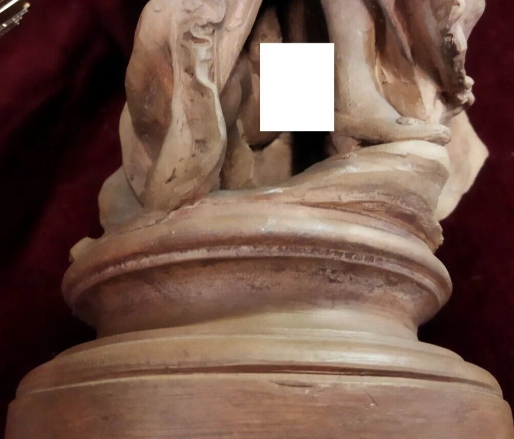 SCULPTURE ÉROTIQUE EN TERRE CUITE  - FEMME LEVANT SA JUPE-photo-8