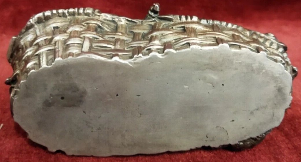 Silver Sculpture Of A Rooster Above A Basket, Stamp 84, Russia-photo-1