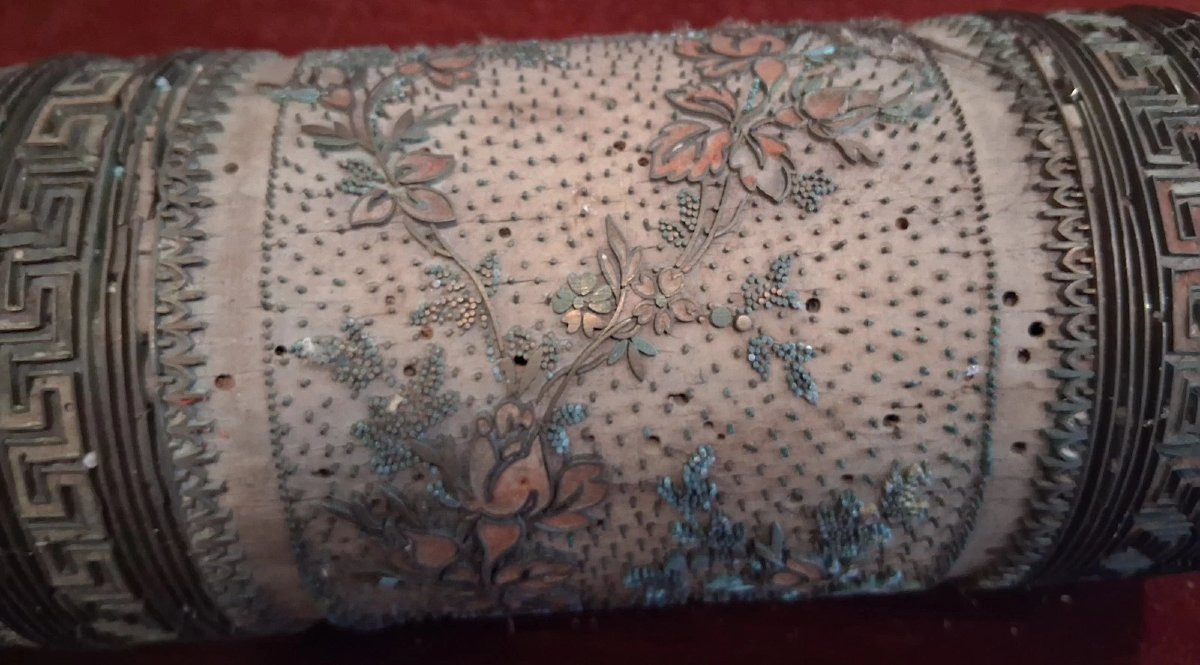 ROULEAU EN BOIS  POUR PAPIER PEINT / TISSAGE - début XX siècle-photo-5