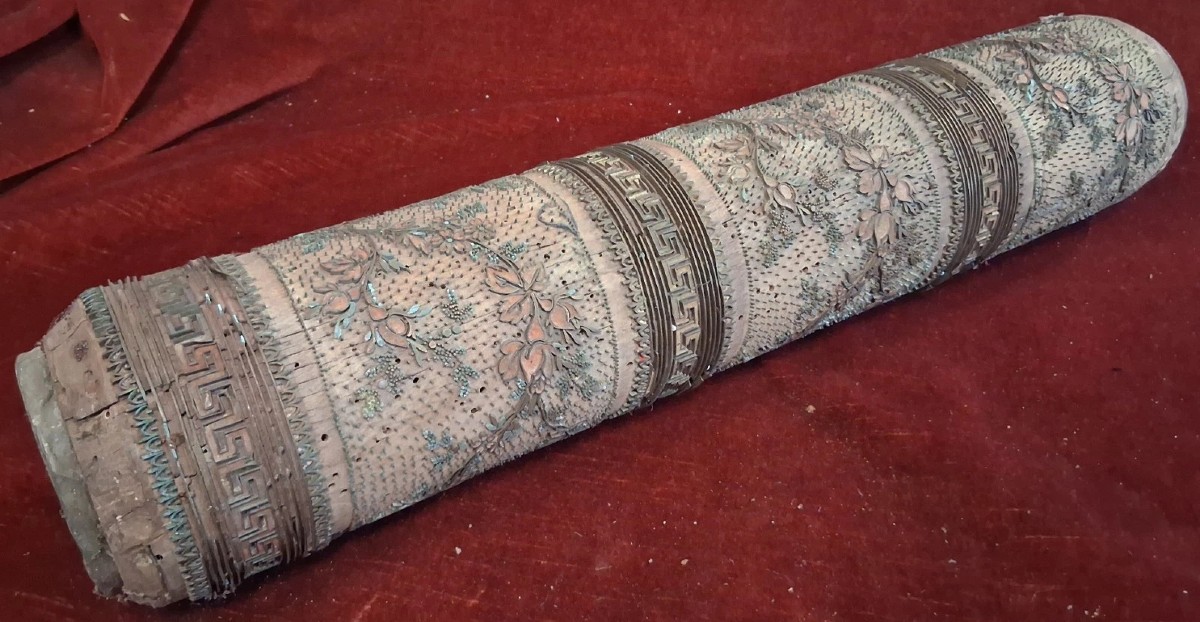 ROULEAU EN BOIS  POUR PAPIER PEINT / TISSAGE - début XX siècle