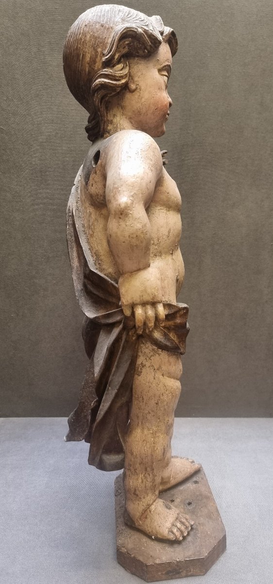 Carved Lacquered Wooden Sculpture - Child Jesus  - Early 17th Century - France-photo-2