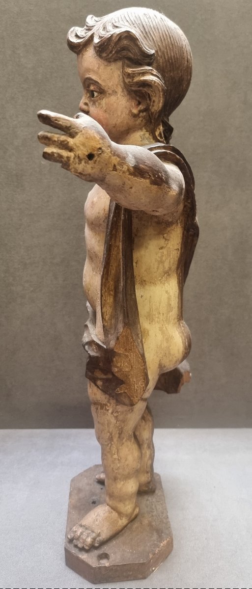 Carved Lacquered Wooden Sculpture - Child Jesus  - Early 17th Century - France-photo-4
