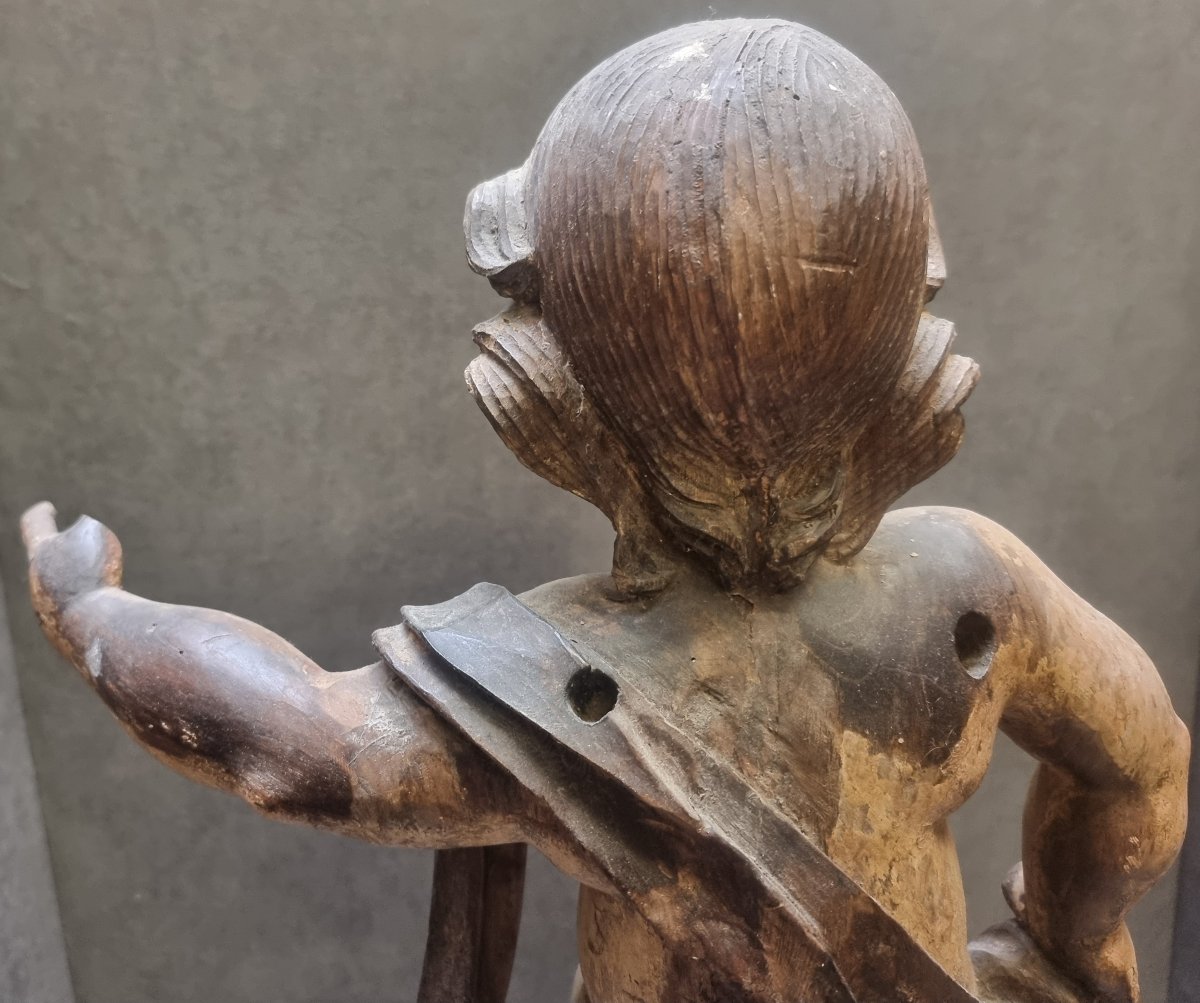Carved Lacquered Wooden Sculpture - Child Jesus  - Early 17th Century - France-photo-3