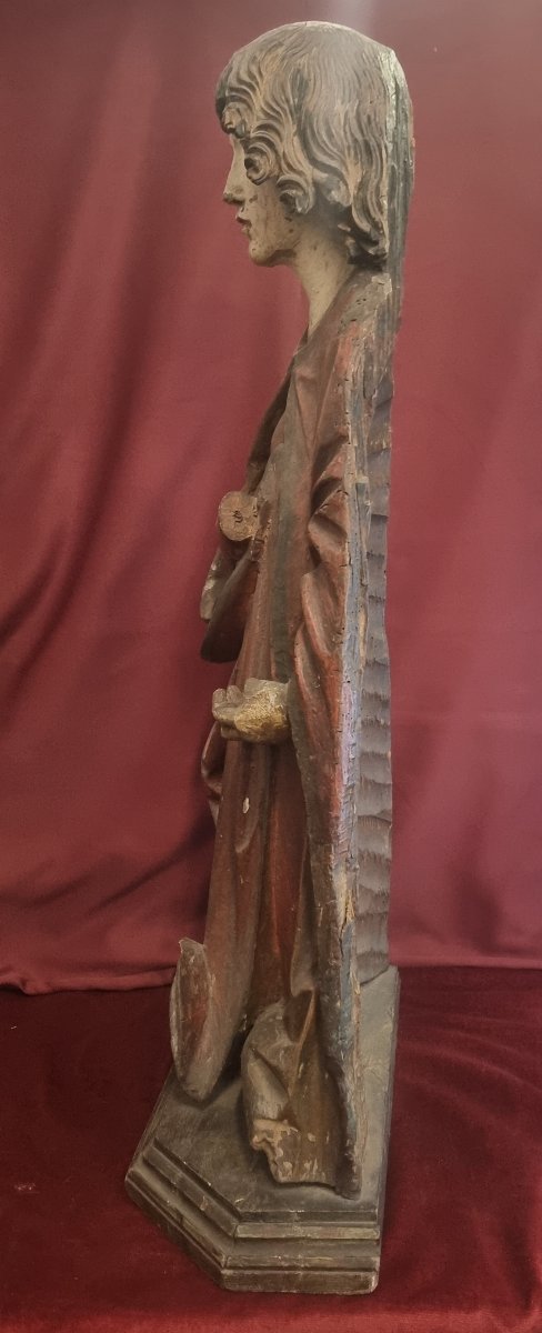Lacquered And Carved Wooden Sculpture Depicting A Saint  Early 17th Century  France-photo-4