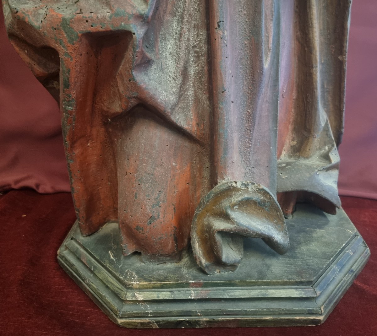 Lacquered And Carved Wooden Sculpture Depicting A Saint  Early 17th Century  France-photo-1