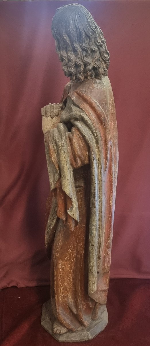 Lacquered Wooden Sculpture Depicting A Saint  Early 16th Century -  Lombardy-photo-2
