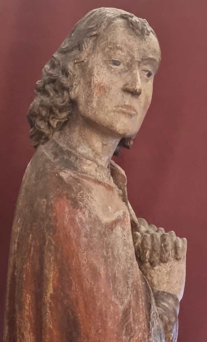 Lacquered Wooden Sculpture Depicting A Saint  Early 16th Century -  Lombardy-photo-1