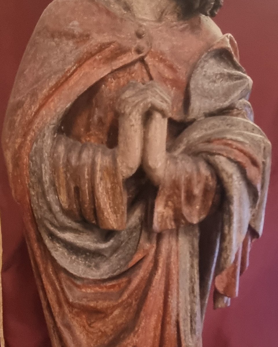 Lacquered Wooden Sculpture Depicting A Saint  Early 16th Century -  Lombardy-photo-3