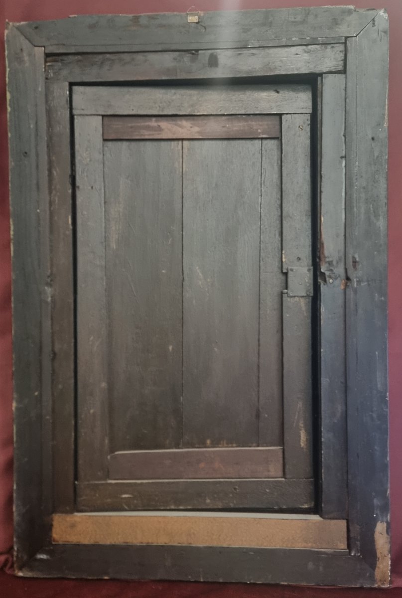 Lacquered Wooden Panel With Door - Chinese-style Decoration - Europe - Mid-19th Century-photo-3