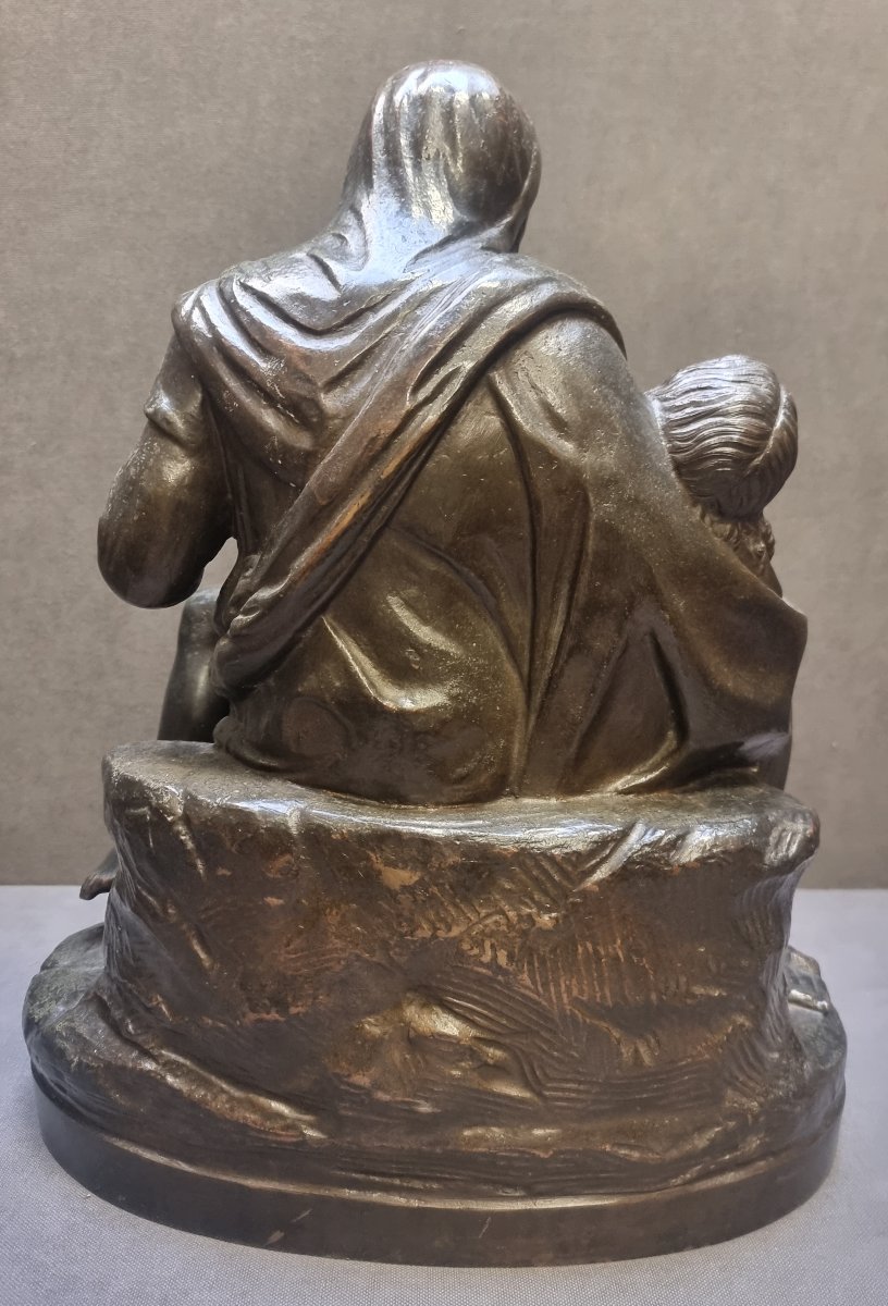 Sculpture en bronze de la Pietà de Michel-Ange - Milieu du XIXe siècle - Italie centrale-photo-3