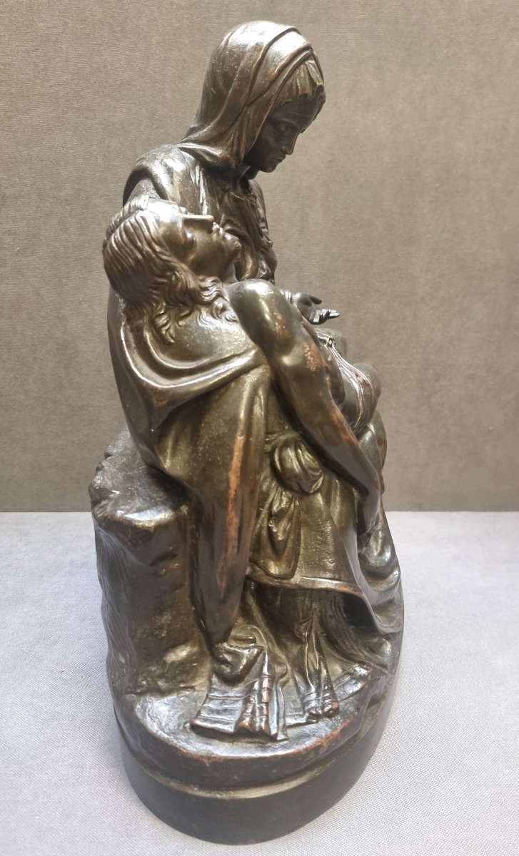 Sculpture en bronze de la Pietà de Michel-Ange - Milieu du XIXe siècle - Italie centrale-photo-4
