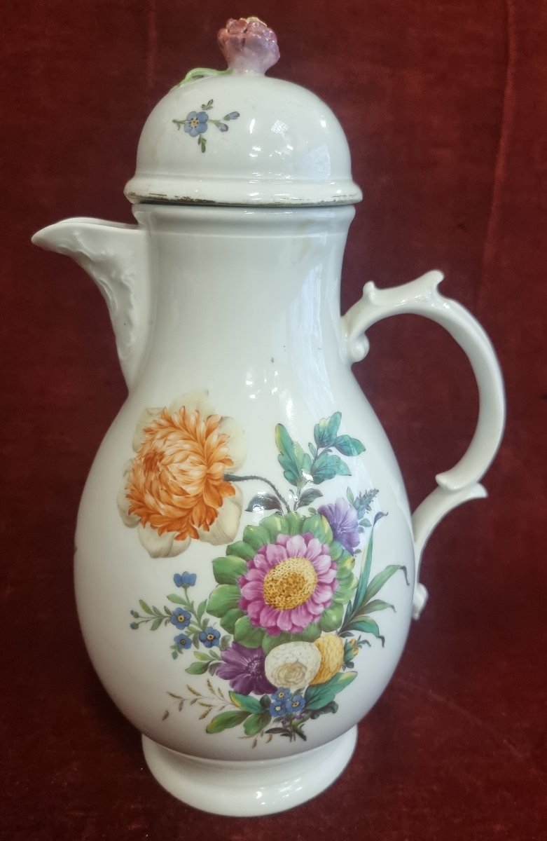 Cafetière en porcelaine peinte - Fürstenberg  XIXe siècle-photo-3
