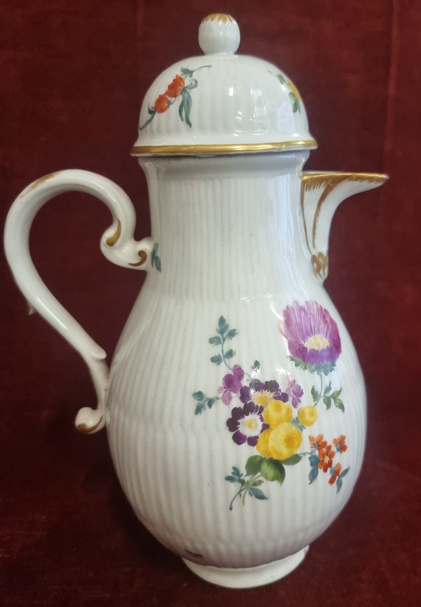 Cafetière en porcelaine peinte - Allemagne  - Milieu du XIXe siècle-photo-2