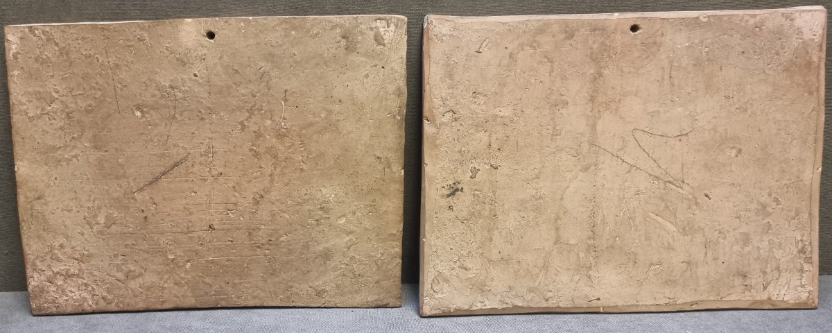 PAIRE DE CARREAUX DE CÉRAMIQUE CASTELLI - XIXE SIÈCLE-photo-4