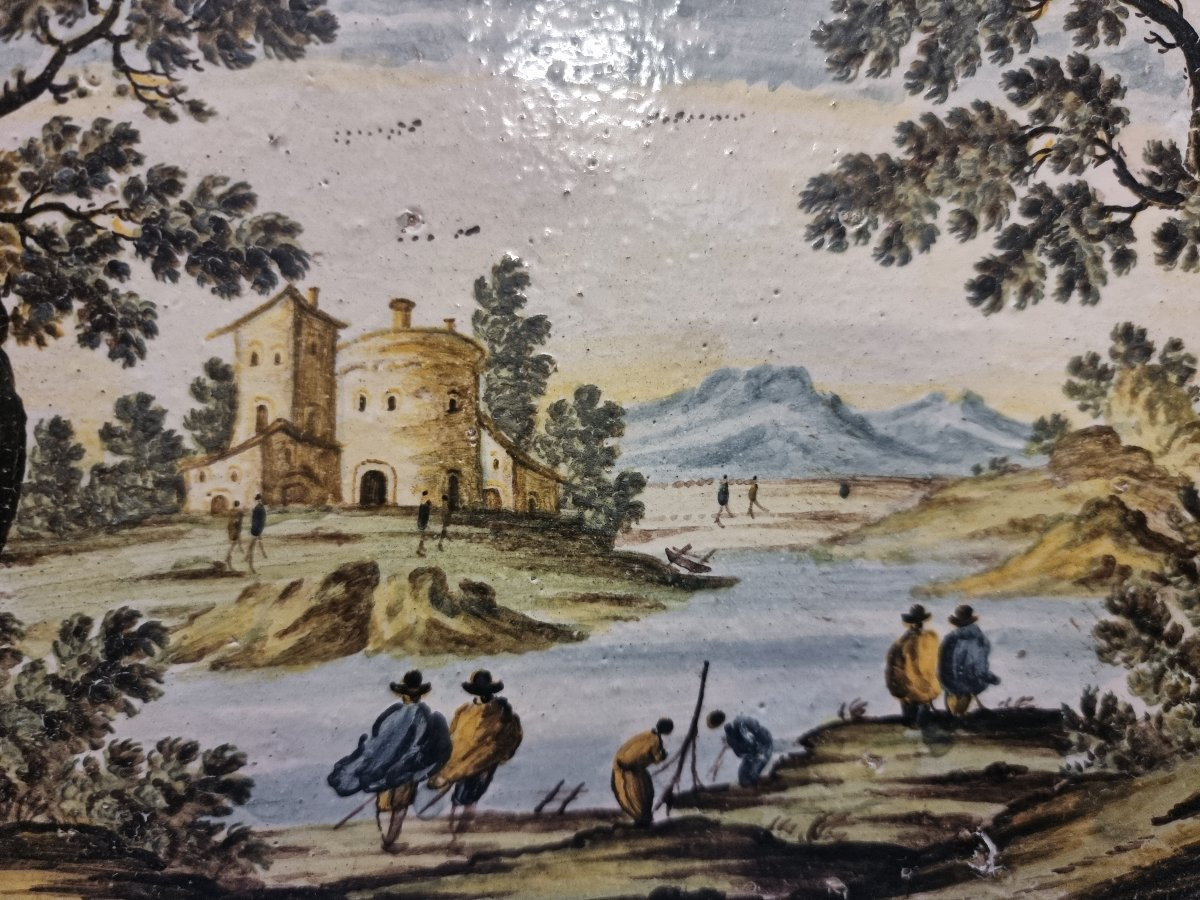 PAIRE DE CARREAUX DE CÉRAMIQUE CASTELLI - XIXE SIÈCLE-photo-2