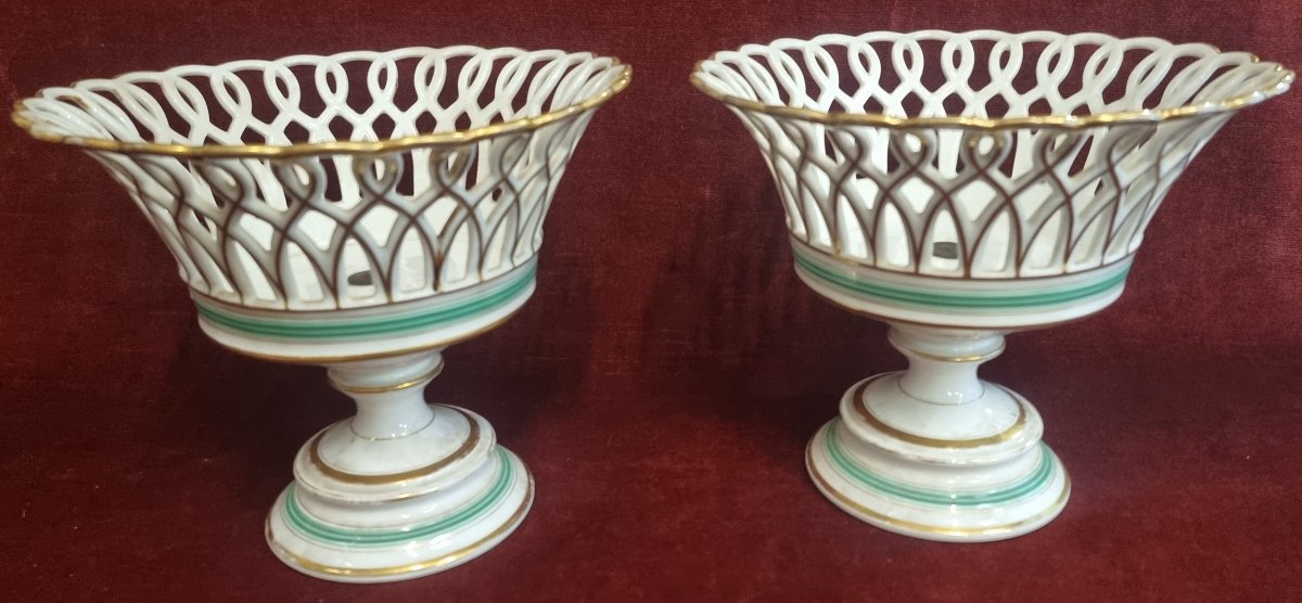 PAIRE DE PANIERS EN PORCELAINE - XIXe SIÈCLE - FRANCE-photo-2