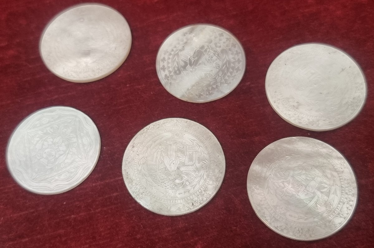 35 FICHES EN NACRE - CHINE - FIN DU XIXe SIÈCLE-photo-2