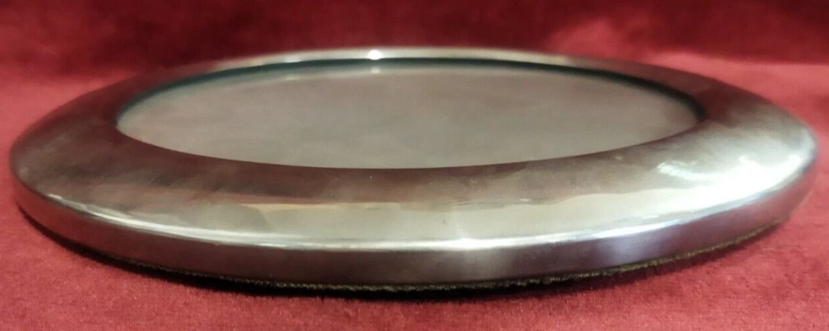 Round Silver-tone Metal Photo Frame - Gabriella Crespi - 1970s-photo-5