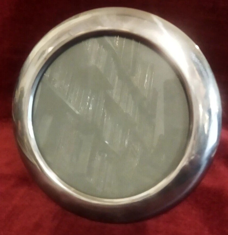 Round Silver-tone Metal Photo Frame - Gabriella Crespi - 1970s