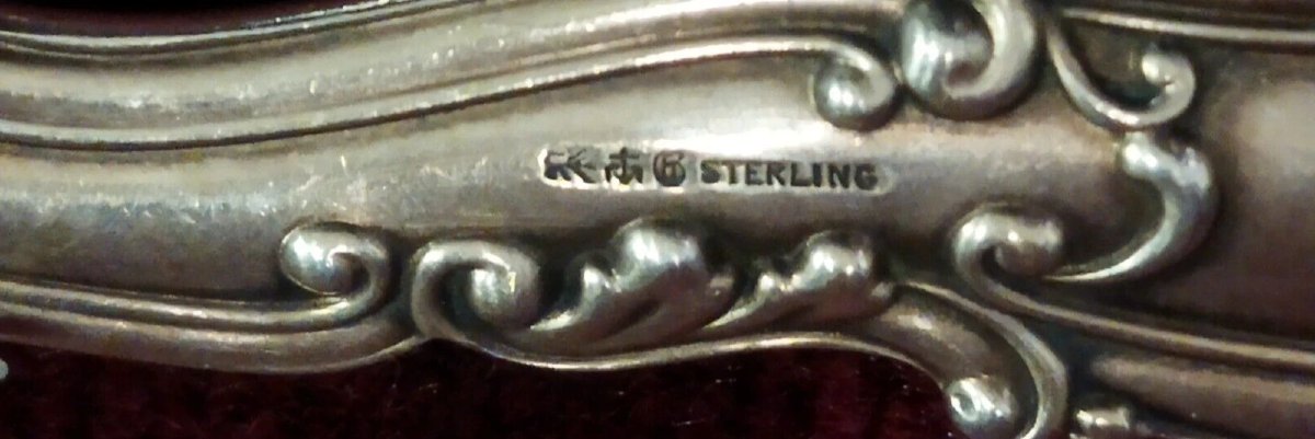 PAIRE DE COUVERTS  en argent massif 925 et émail  Début du XXe siècle - Art Nouveau-photo-3