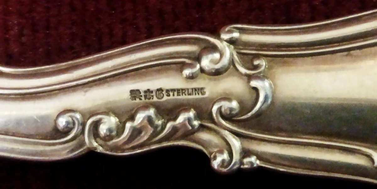 PAIRE DE COUVERTS  en argent massif 925 et émail  Début du XXe siècle - Art Nouveau-photo-8