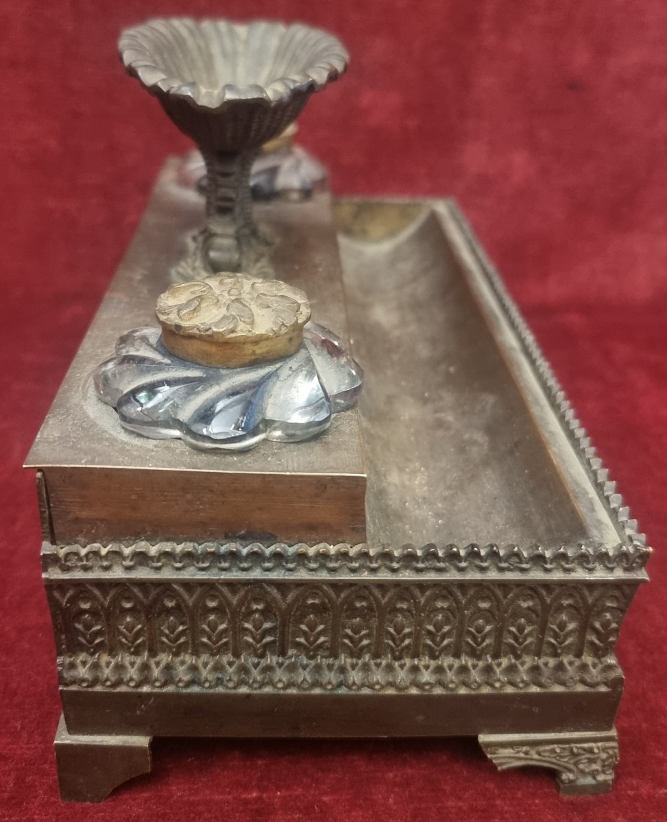  ENCRIER + 2 BOUGEOIRS EN BRONZE - FRANCE - DÉBUT DU XIXe SIÈCLE-photo-2