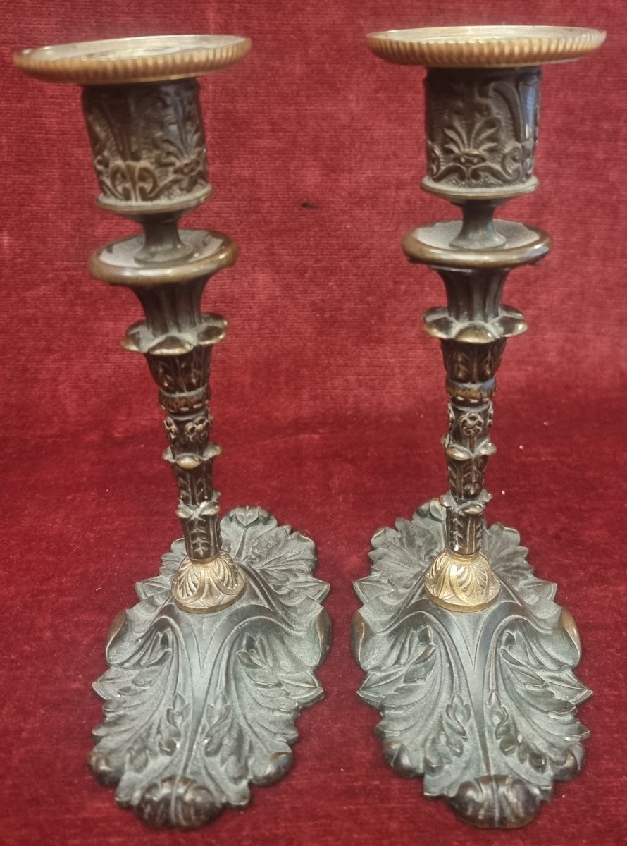  ENCRIER + 2 BOUGEOIRS EN BRONZE - FRANCE - DÉBUT DU XIXe SIÈCLE-photo-6