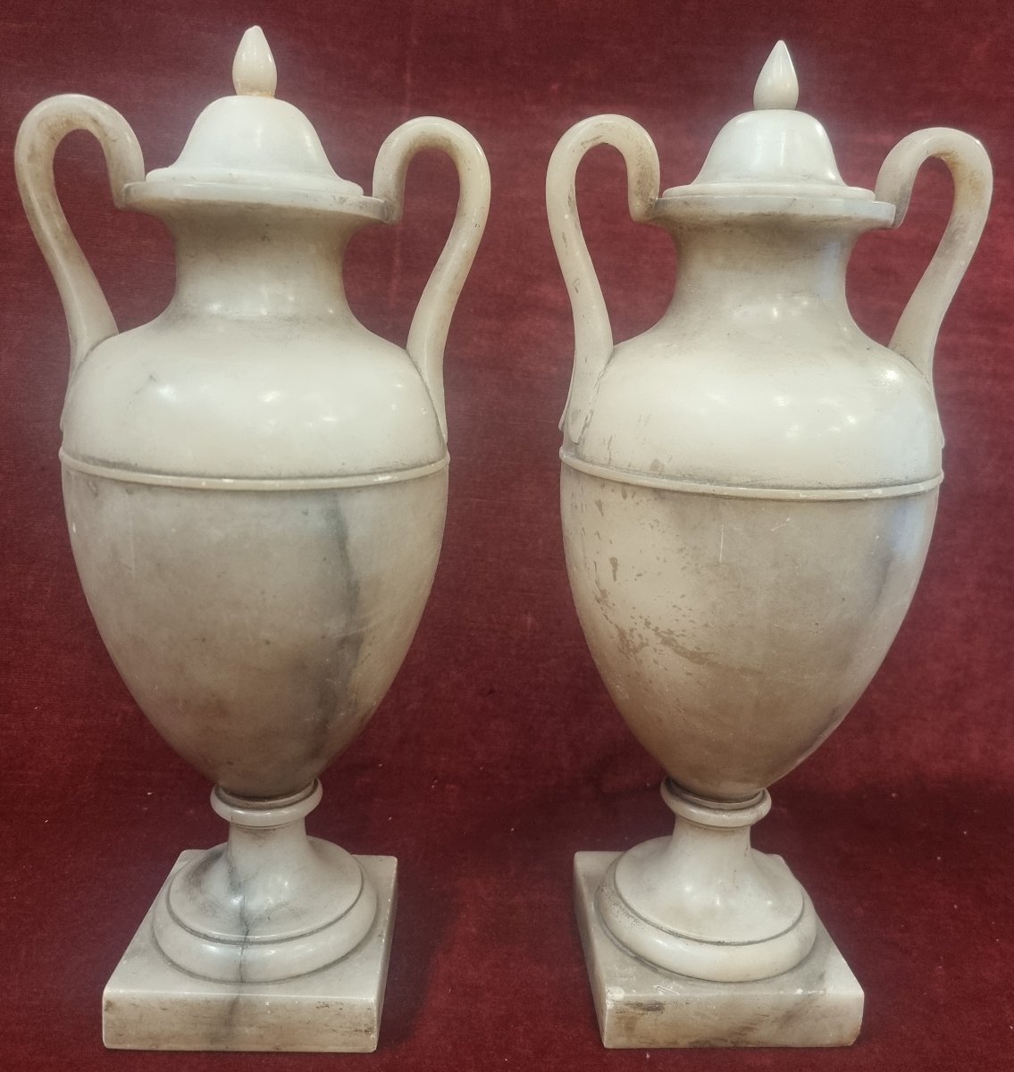 PAIRE DE VASES EN ALBATRE - TOSCANE, ITALIE - DÉBUT DU XIXe SIÈCLE-photo-3