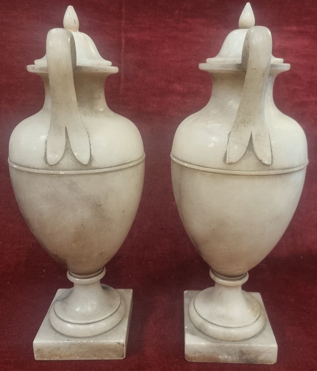 PAIRE DE VASES EN ALBATRE - TOSCANE, ITALIE - DÉBUT DU XIXe SIÈCLE-photo-4