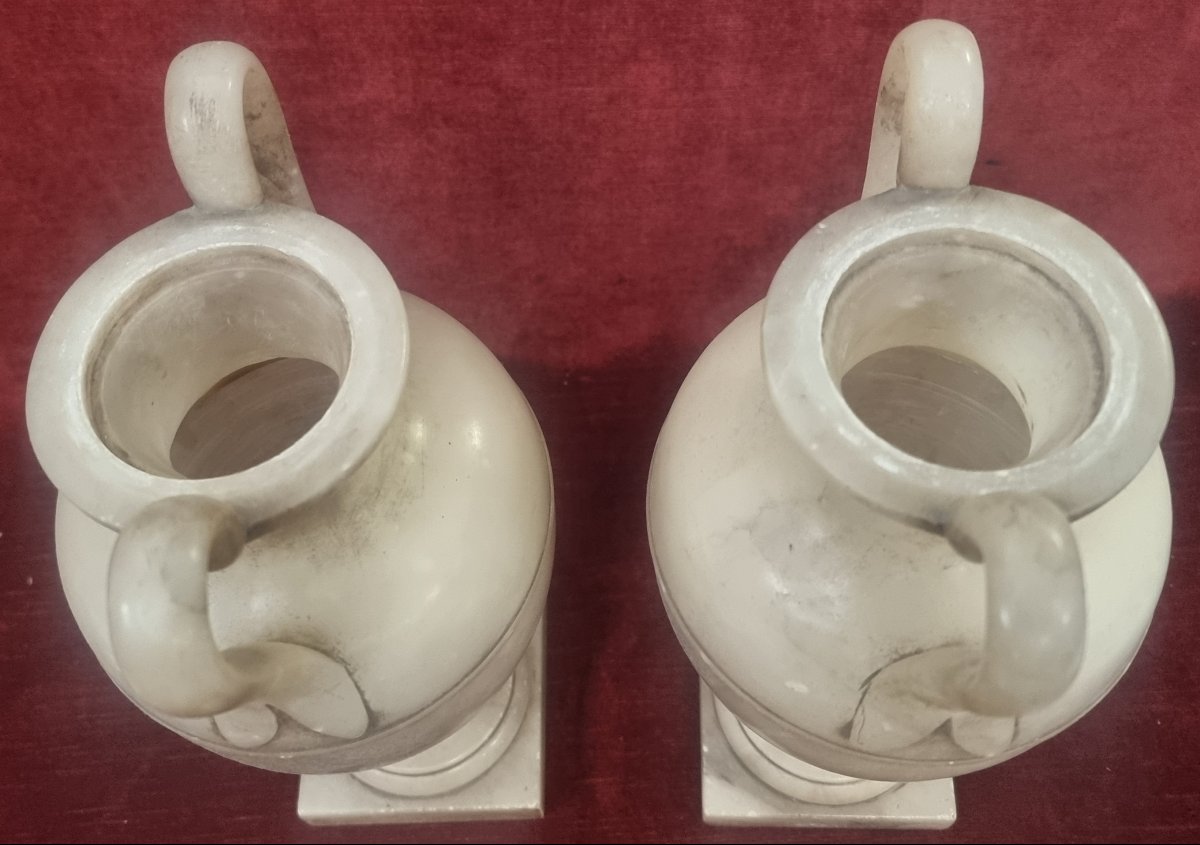 PAIRE DE VASES EN ALBATRE - TOSCANE, ITALIE - DÉBUT DU XIXe SIÈCLE-photo-2